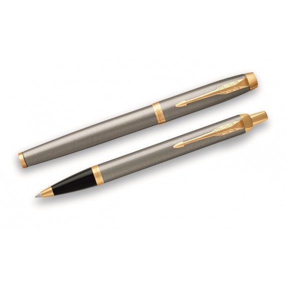 Набор подарочный Parker IM Core - Brushed Metal GT, ручка роллер+ручка шариковая