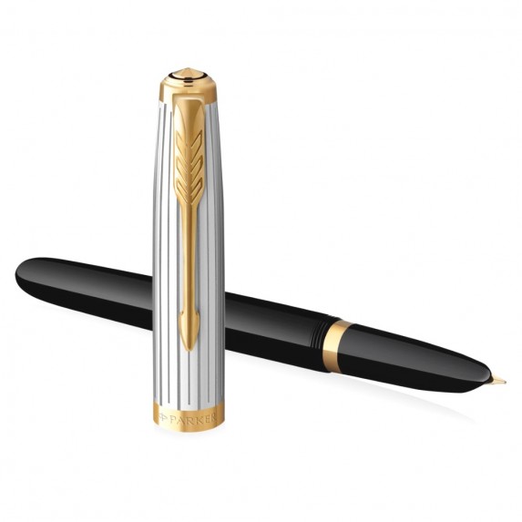 Ручка перьевая Parker 51 Premium, Black / Silver GT, F
