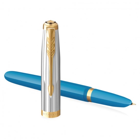 Ручка перьевая Parker 51 Premium, Turquoise / Silver GT, F