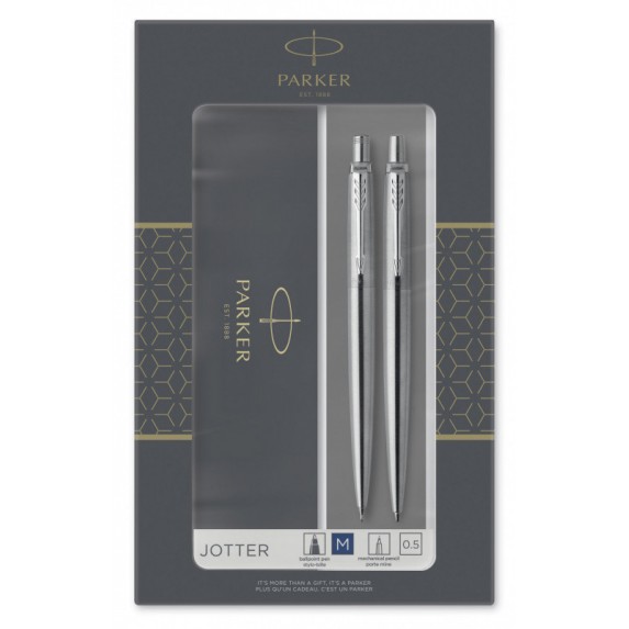 Набор подарочный Parker Jotter Core - Stainless Steel CT, ручка шариковая+карандаш